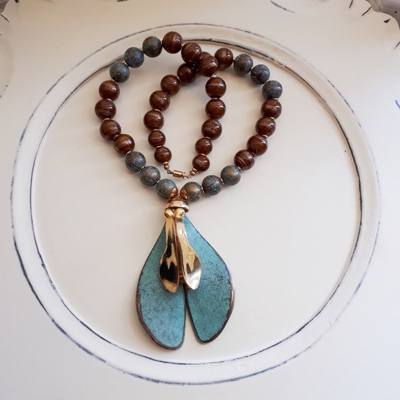 Venetian Morano Glass Beads Spinning Maple Necklac - Picture 6 of 10